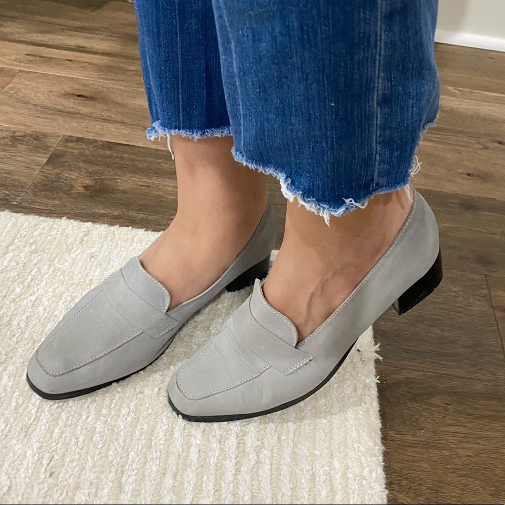 Corello Leather Light Gray/Blue Loafer Shoes Sz 7 Vintage Light Academia Career